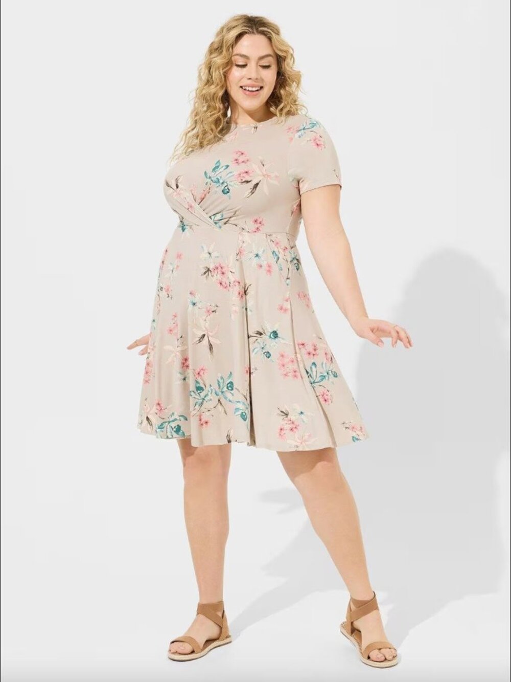 NWT Super Soft by Torrid Plus Size 6 6X Floral Print Faux Wrap Midi Dress Casual